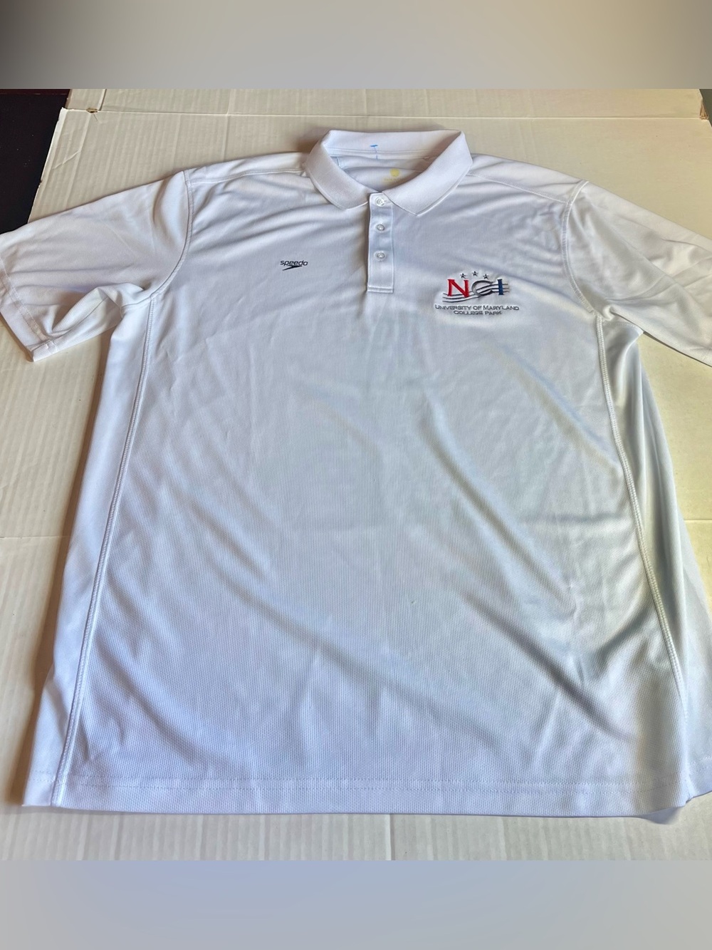 Men's Speedo White University of Maryland Golf Polo Shirt  (Large or XL)